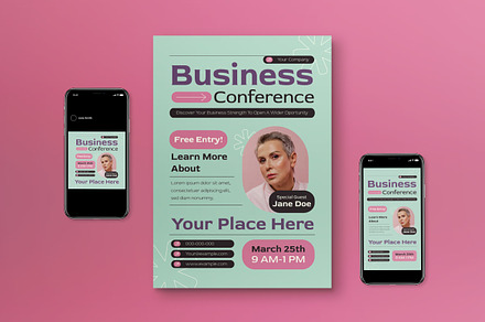 Pastel Business Conference Flyer Set, a Flyer Template by graphicook