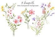 Wild flowers, watercolor clipart PNG, a Decorative Illustration by Larisa Maslova (Thumbnail 4 of 8)