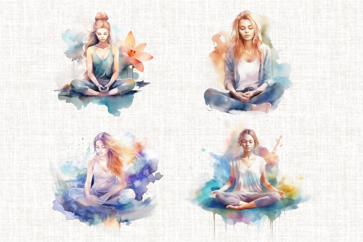 Watercolor Meditation Cliparts, an Illustration by Mash Mash Stickers (Photo 6 of 9)