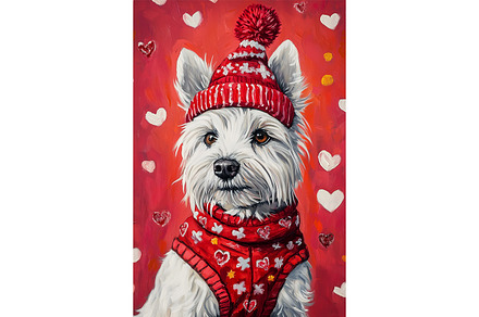 Red Knit Dog Portrait Wall Print