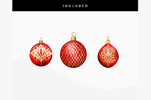 Watercolor Christmas Ornaments Red