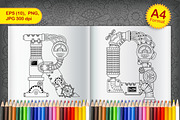 Steampunk Font. Alphabet Coloring, an Education Illustration by Nataliia Toporovska (Thumbnail 3 of 5)