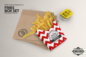 Fries Box Condiments Set Mockup