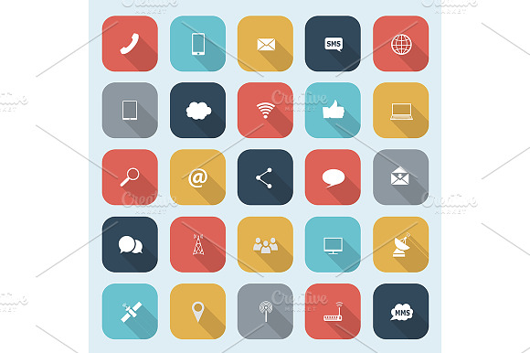 Trendy Communication Icons Set