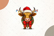 Christmas Cow PNG Sublimation, an Illustration by Watercolor design (Thumbnail 1 of 6)