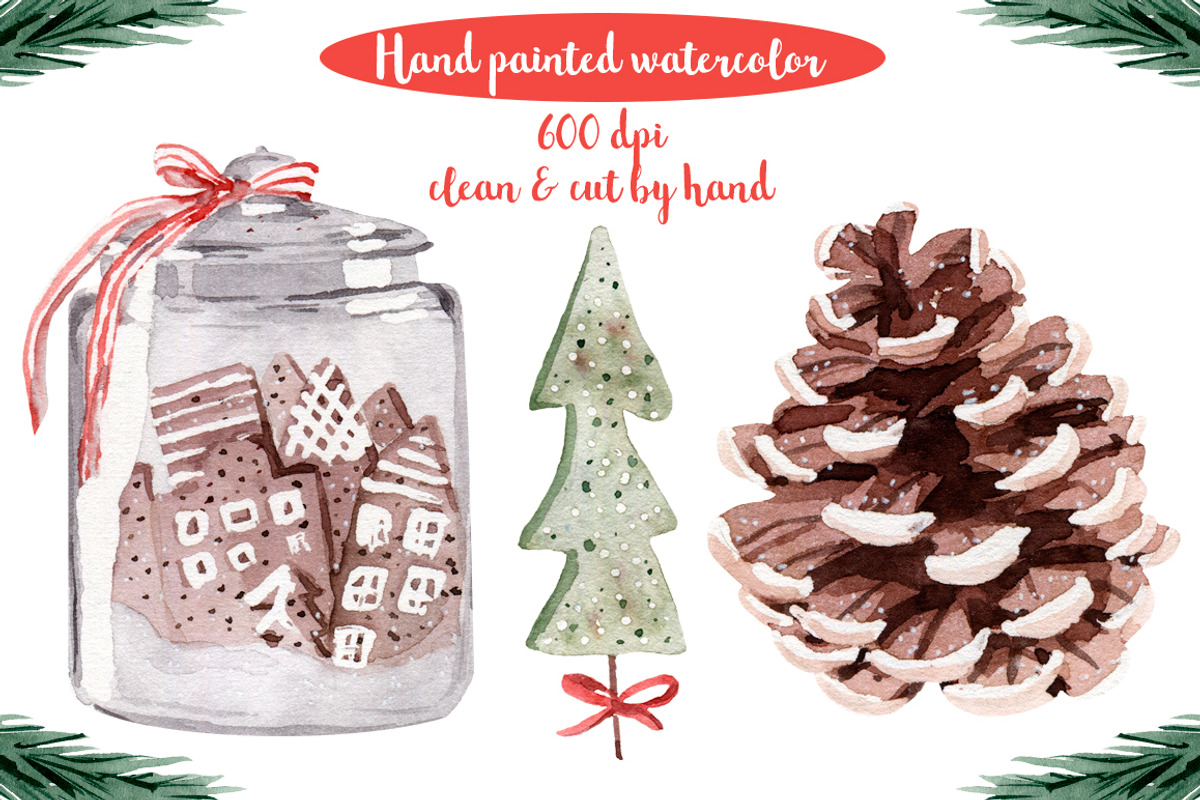 Rustic Christmas Watercolor DIY Set, a Decorative Illustration by Sha1nee (Photo 3 of 5)