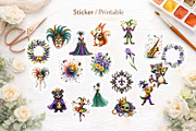Mardi Gras Watercolor Clipart, an Illustration by Artnoy (Thumbnail 7 of 8)