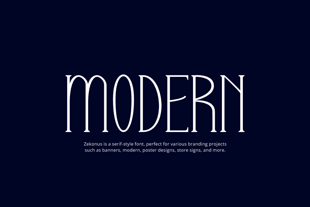 Zekonus - Modern Serif Font, a Serif Font by Iqsiart Studio (Photo 2 of 8)