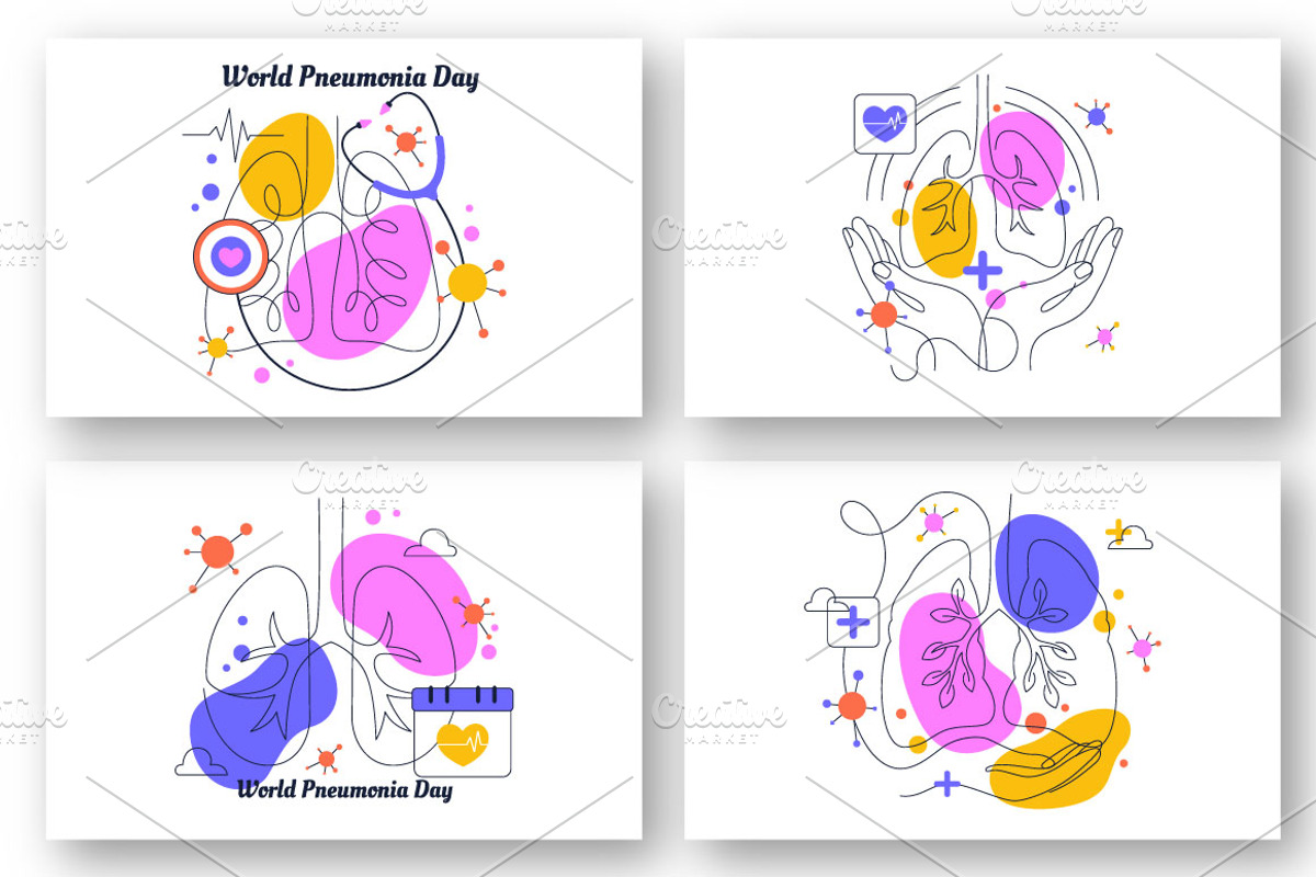 6 World Pneumonia Day Illustration, a Healthcare Illustration by denayunebgt (Photo 2 of 3)