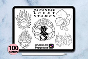 100 procreate Japanese lucky stamps, a Brush Add-On by Arts For Peace (Thumbnail 8 of 9)