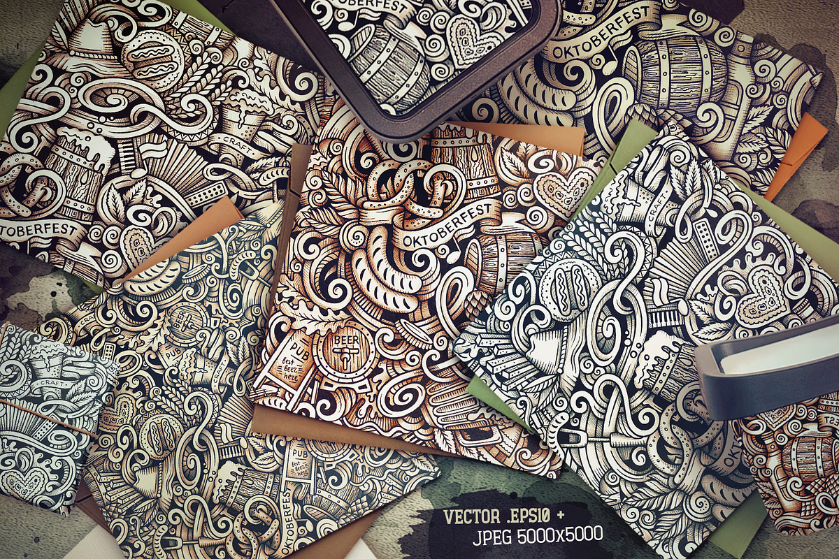 Oktoberfest Graphic Doodles Patterns, a Pattern Graphic by BALABOLKA (Photo 2 of 6)