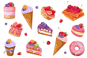 A set of sweet desserts