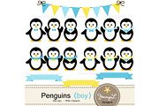 Penguin Boy Digital Papers & Clipart, a Pattern Graphic by JennyL Designs (Thumbnail 2 of 4)
