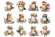 Spring Floral Bird Clipart, an Illustration by DreamArtGraphic (Thumbnail 4 of 4)