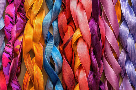 Colorful braided textiles displayed, a Photo by Tanuart