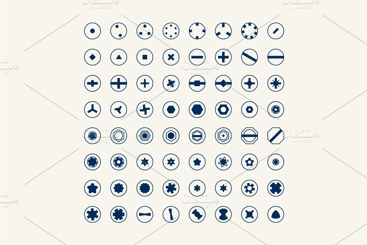 Screw Heads Icon Set, an Icon by Dinky Beavers