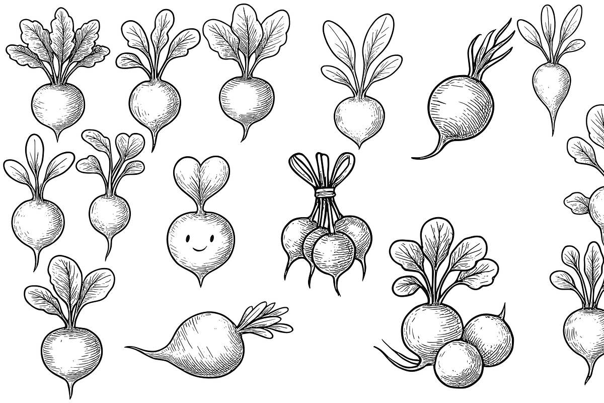Radish Vector Set, an Object Graphic by nikagraphic