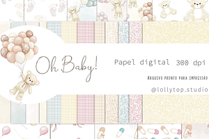 Cute Oh Baby - digital papers, an Illustration by Lolytop Studio