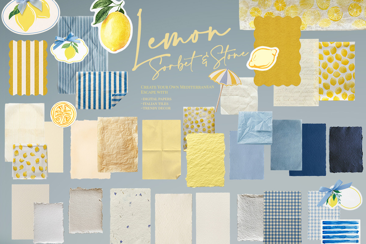 Lemon Sorbet - Amalfi digital papers, an Object Graphic by 60secondsArt (Photo 3 of 13)