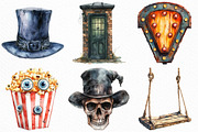 Watercolor Spooky Circus Clipart, an Illustration by Craft Nest (Thumbnail 4 of 6)