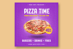 Animated Pizza Social Media Banner