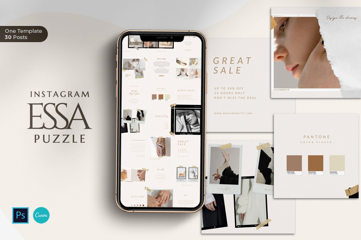 Instagram Puzzle Essa - Canva & PS, a Social Media Template by Eviory