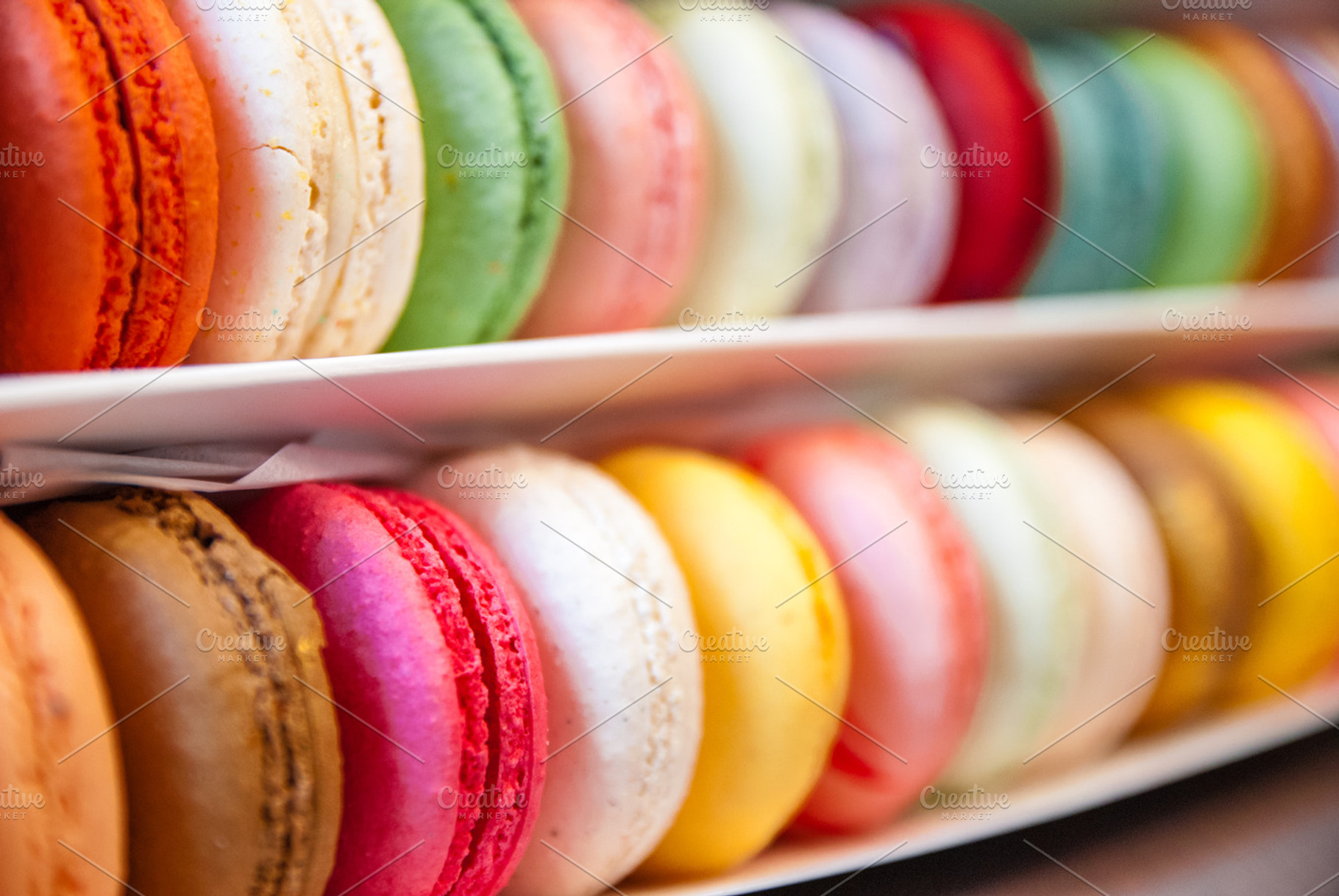 Double Row Colorful Macarons, a Food & Drink Photo by preetim