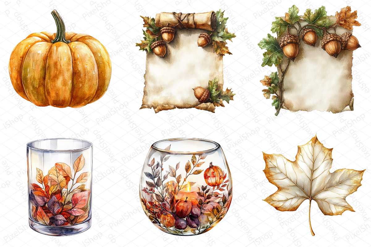 Watercolor Elegant Autumn Clipart, an Illustration by DreamPrint404 (Photo 4 of 6)