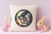 Lunar Moth Stained Glass Clipart, an Illustration by RobertsArt (Thumbnail 7 of 7)