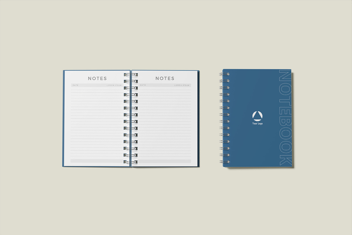 A5 Spiral Notebook Mockup, a Print Template by rahmatmoscae (Photo 1 of 12)
