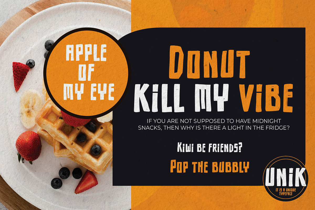 Unik – Unique Font, a Sans Serif Font by Almarkhatype (Photo 2 of 8)