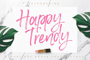 Happy Trendy Font + Extras, a Script Font by Ayya Studio