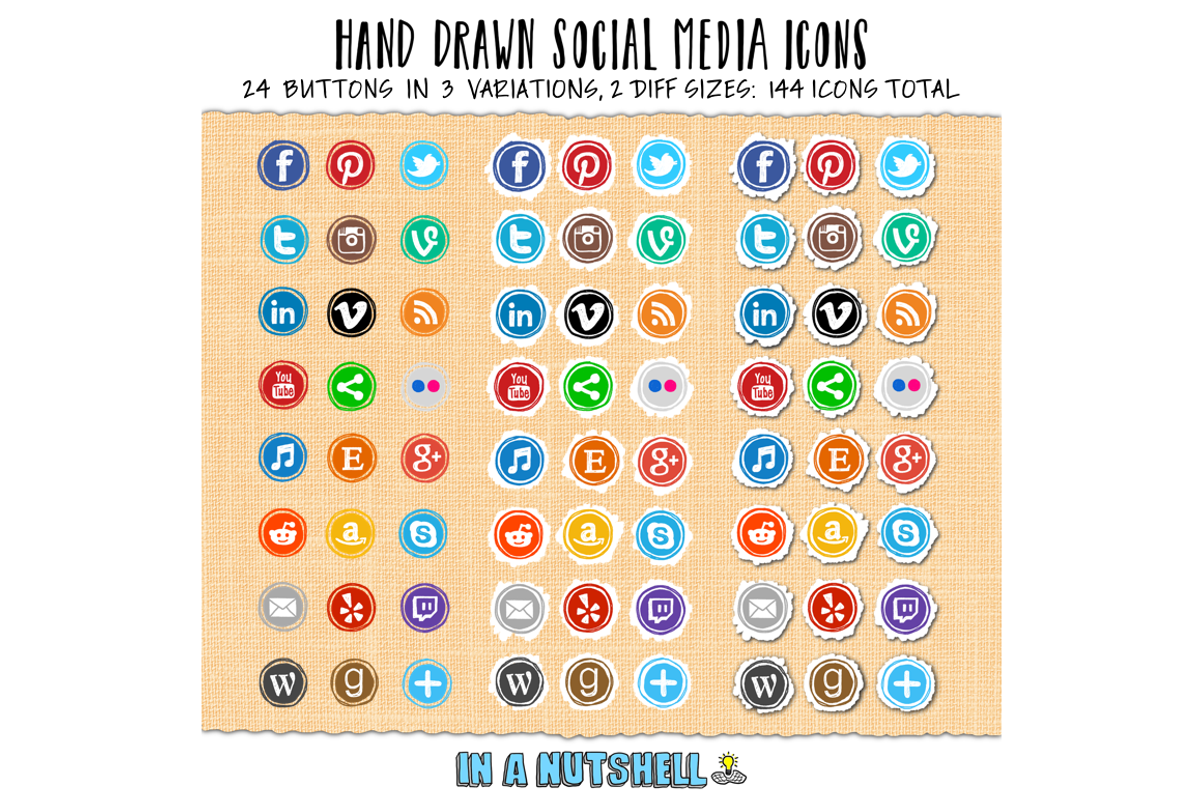 Hand Drawn Social Media Icons Circle, a Graphic by In A Nutshell Studio