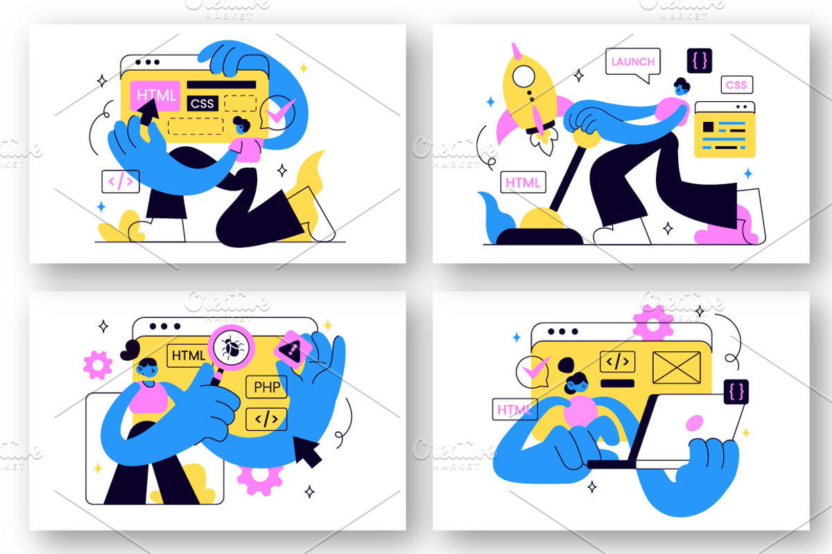 6 Web Development Illustration, a Technology Illustration by denayunebgt (Photo 2 of 3)