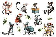 Lemur and Christmas, an Illustration by IrynaPanashii (Thumbnail 2 of 11)