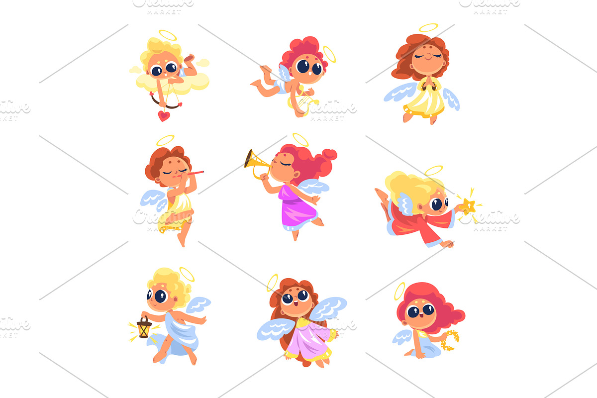 Cartoon baby angels. Kid with wings, an Illustration by Stock-Smart-Start