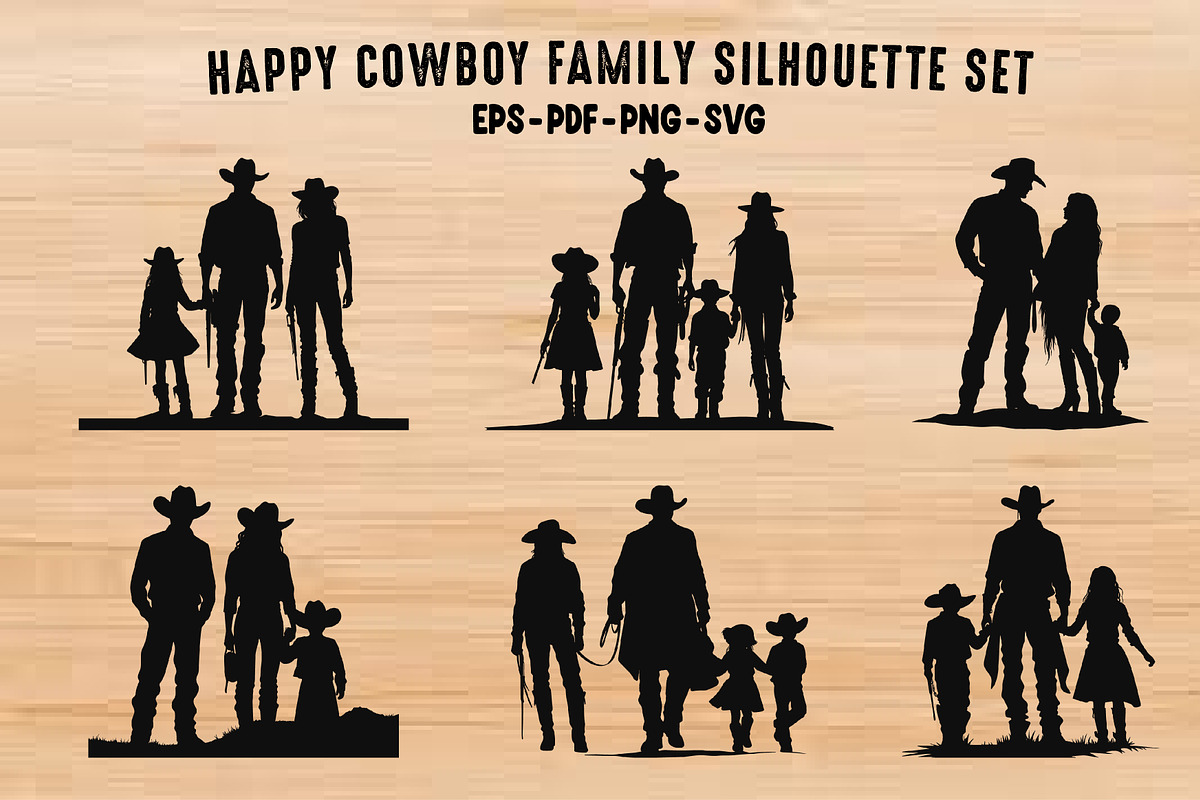 A Cowboy Family Silhouettes Set, a Person Illustration by Gfx Expert Team (Photo 2 of 3)