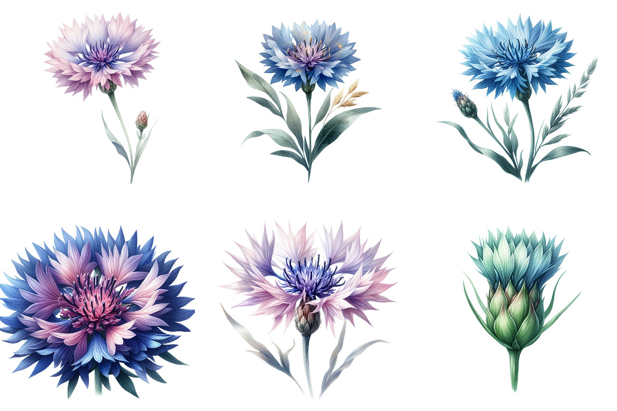 Blue Cornflower Clipart, an Illustration by DreamArtGraphic (Photo 3 of 6)