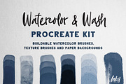 Watercolor & Wash Procreate Kit, a Brush Add-On by Inky Pixels (Thumbnail 1 of 6)