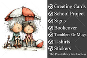 Whimsical Senior Couple Summer PNG, a Seasonal Illustration by Canvas Craft (Thumbnail 3 of 10)