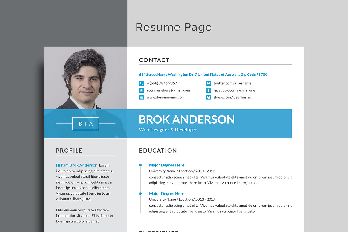 Modern Resume/CV Template, a Resume Template by Proper_media (Photo 3 of 6)