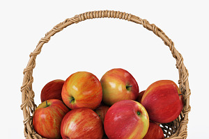 Wicker Basket 04 Natural With Apples