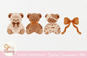 Cozy Teddy Bears & Ribbon Clipart, a Decorative Illustration by CpSnowy (Thumbnail 1 of 3)