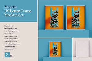 US Letter Frame Mockup Set, an Advertising Mockup by Black Cat Studio