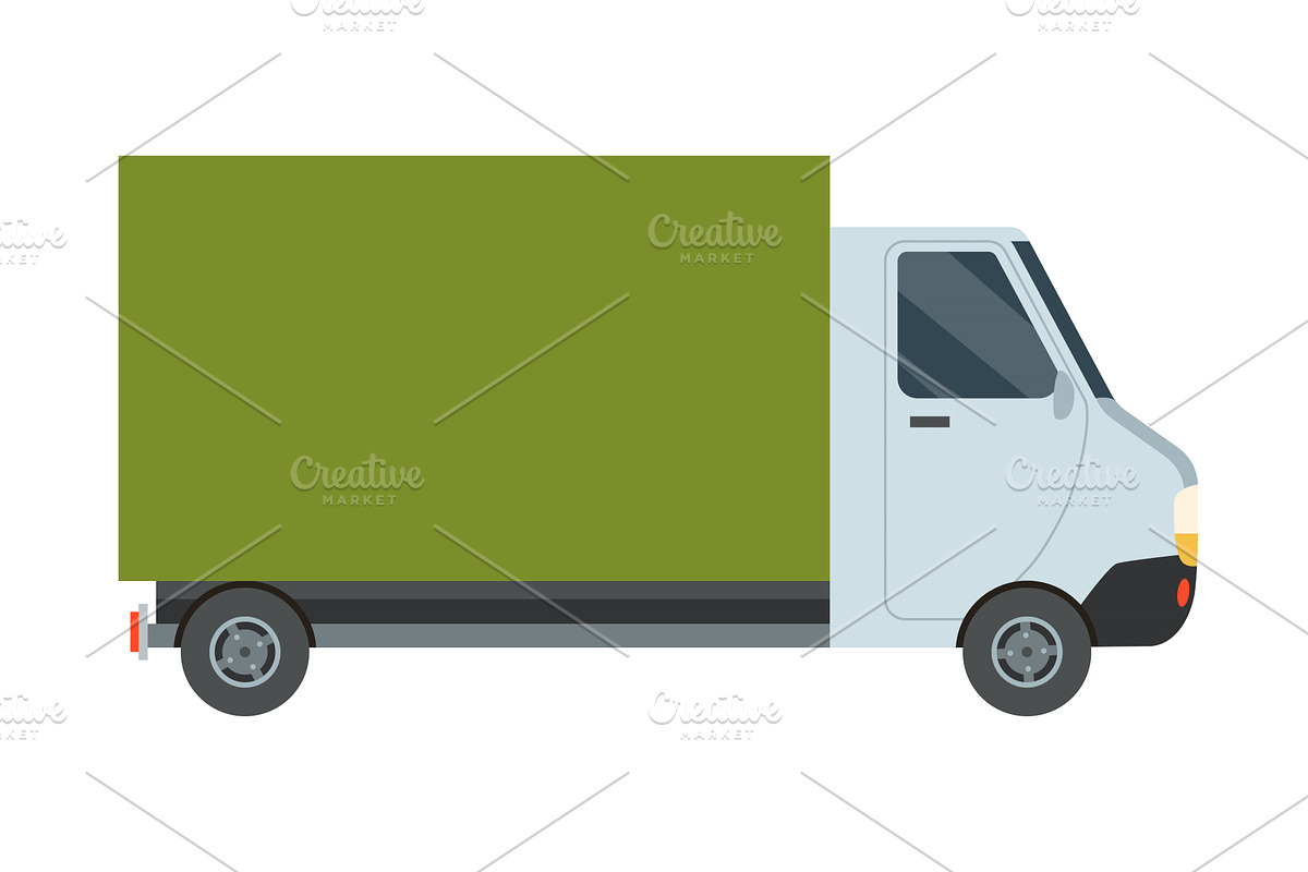 Green Delivery Van Side view blank, a Transportation Illustration by the8monkey