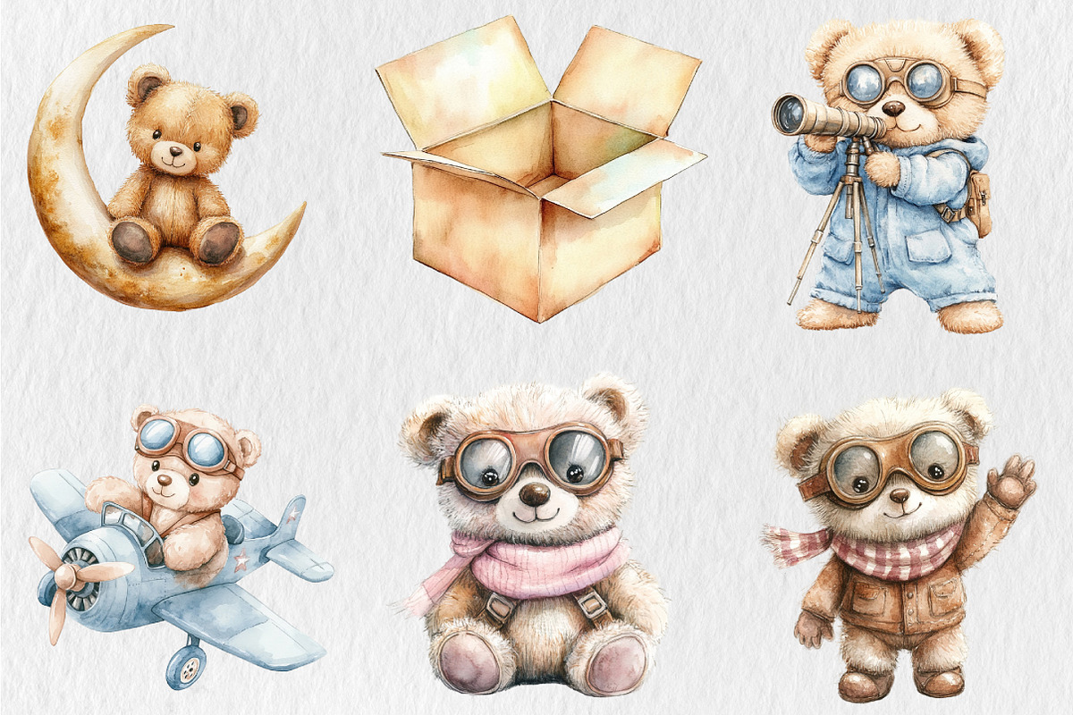 Aviator Teddy Bear Clipart, an Animal Illustration by Rose Art (Photo 3 of 4)