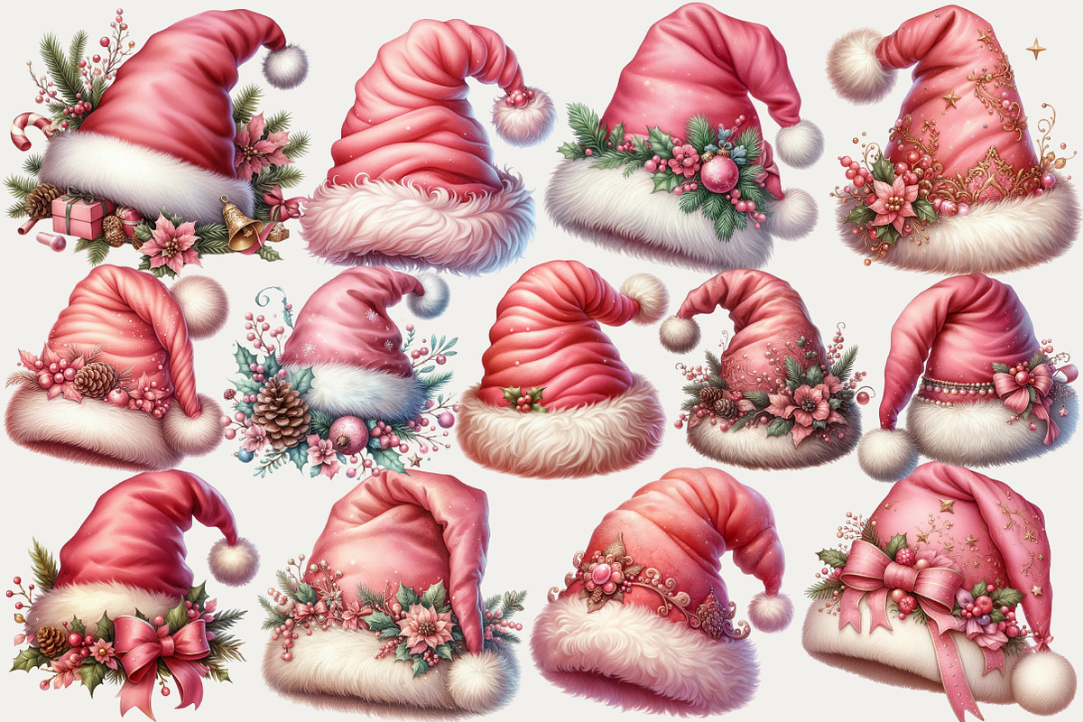Watercolor Antique Santa Hat Clipart, a Graphic by designcity5 (Photo 3 of 3)