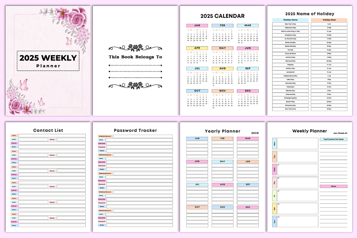 2025 Dated Weekly Planner