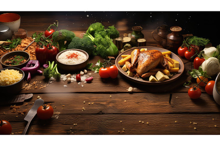 delicious lunch food background ai, a Food & Drink Photo by pikepicture