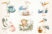 Stork Baby Delivery Clipart, an Illustration by DreamCafeArt (Thumbnail 3 of 7)